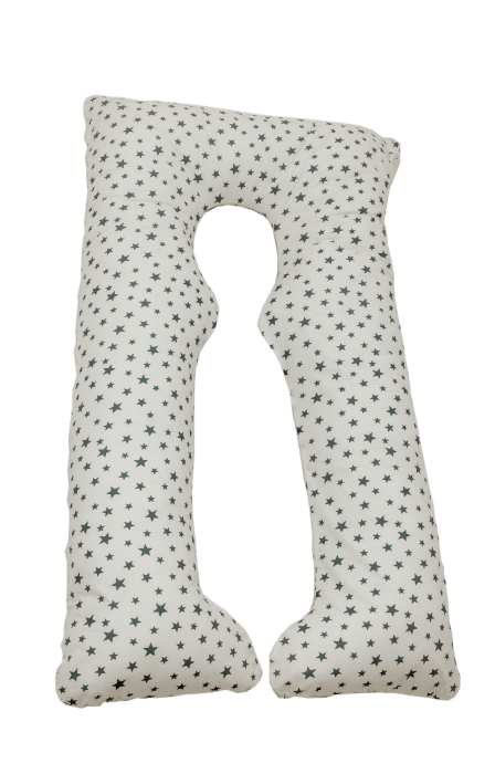 Perna gravide, Ema, multifunctionala, 3 in 1, forma literei U, husa detasabila, model stelute, bumbac ranforce 100%, 135x75 cm [3]