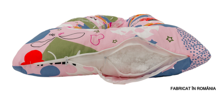 Perna gravide Ema 3 in 1, Multifunctionala, Model Micky Minnie, Circulatie optima aer, Bumbac ranforce 100%, 135x75 cm [5]