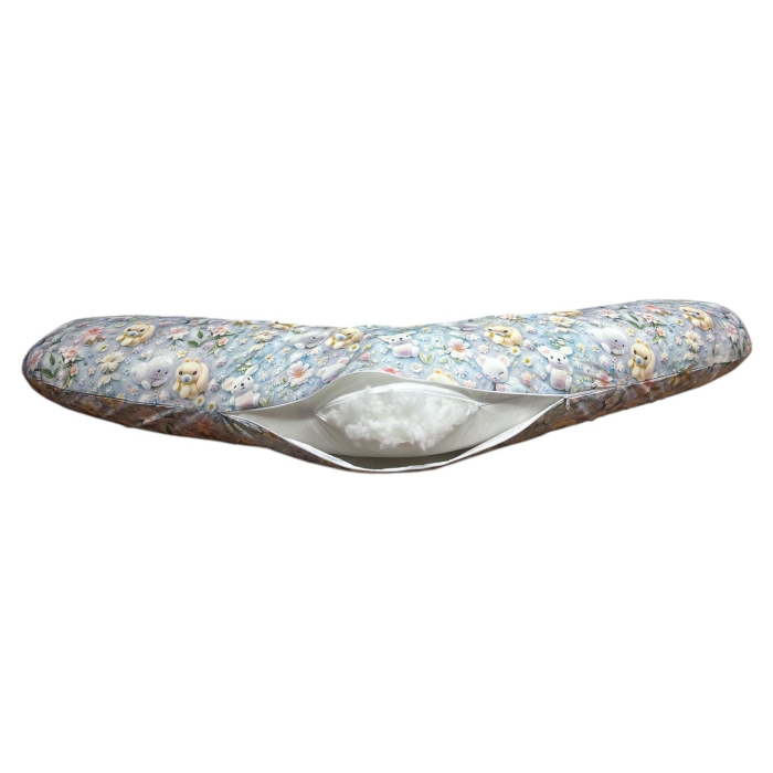 Perna gravide 3 in 1 Lucia, Circulatie optima aer, Anti-alergenica, Model ursuletii veseli, 135x35 cm, husa detasabila [2]