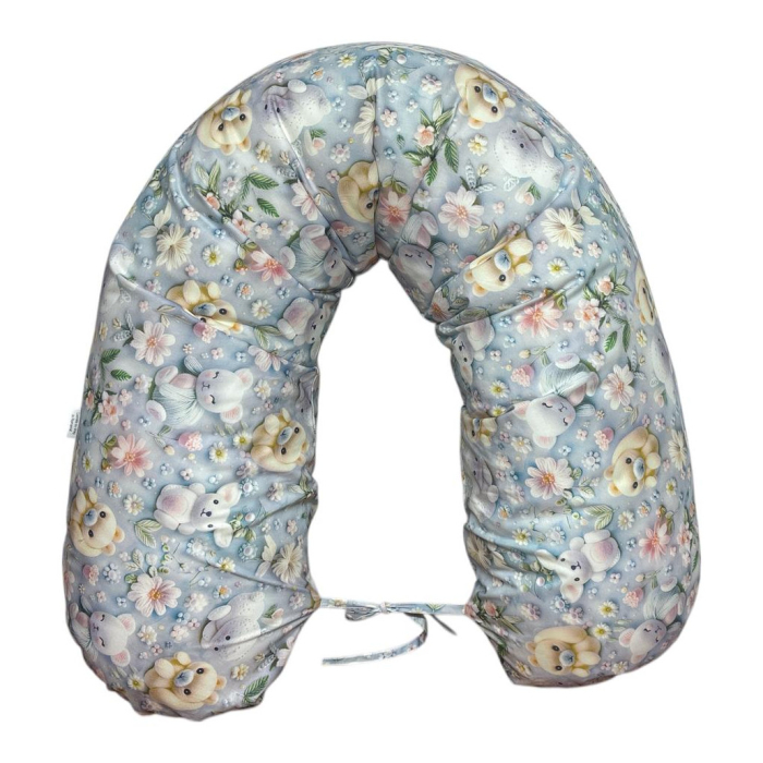Perna gravide 3 in 1 Lucia, Circulatie optima aer, Anti-alergenica, Model ursuletii veseli, 135x35 cm, husa detasabila [3]