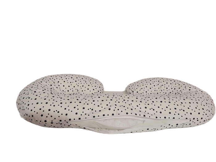 Perna gravide Crina, Tip C, Multifunctionala, Bumbac ranforce 100%, Model stelute, 130x70 cm, Alb [3]
