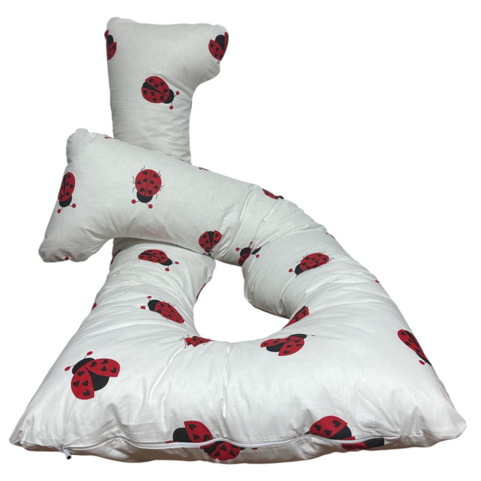Perna gravide, Ema, multifunctionala, 3 in 1, forma literei U, husa detasabila, model gargarite vesele, bumbac ranforce 100%, 135x75 cm [3]