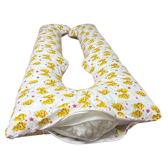 Perna gravide, Ema, multifunctionala, 3 in 1, forma literei U, husa detasabila, model zurli, bumbac ranforce 100%, 135x75 cm [2]