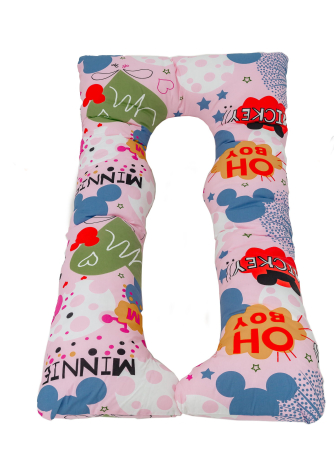 Perne Gravide - Perna gravide Ema 3 in 1, Multifunctionala, Model Micky Minnie, Circulatie optima aer, Bumbac ranforce 100%, 135x75 cm