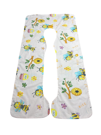 Huse - Husa bumbac detasabila pentru Perna gravide 3 in 1, forma de U, model Honney Bee 135*75 cm model Ema