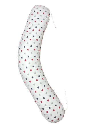 Perne Gravide - Perna gravide 3 in 1 Lucia, Circulatie optima aer, Anti-alergenica, Model inimi colorate, 135x35 cm, husa detasabila