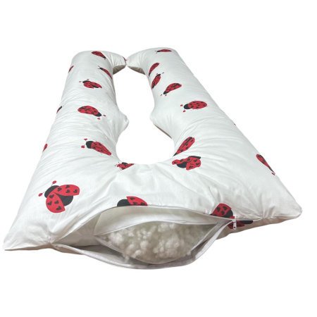 Perne Gravide - Perna gravide, Ema, multifunctionala, 3 in 1, forma literei U, husa detasabila, model gargarite vesele, bumbac ranforce 100%, 135x75 cm