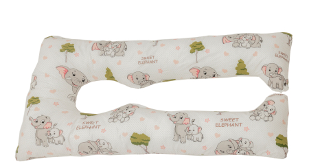 Perne Gravide - Perna gravide, Ema, multifunctionala, 3 in 1, forma literei U, model Sweet Elephant, husa detasabila, bumbac ranforce 100%, 135x75 cm