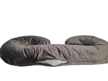 Perne Gravide - Perna pentru gravide 3 in 1 Crina, Multifunctionala, Catifea, Umplutura hipoalergica, 130x70 cm, Gri