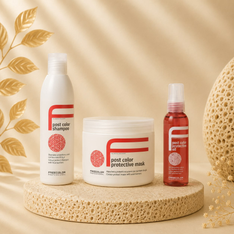 Pachete - Pachet pentru protecția culorii Freecolor Post Color – Șampon 250 ml, Mască 500 ml și Ulei 100 ml