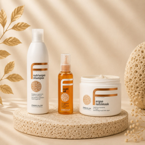 Pachete - Pachet nutritiv Freecolor Nutriargan – Șampon 250 ml, Mască 500 ml și Ulei de păr 100 ml