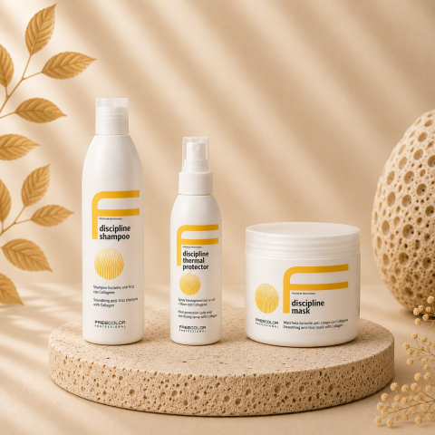 Pachete - Pachet anti-frizz Freecolor Discipline – Șampon 250 ml, Mască 500 ml și Thermal Protector 150 ml