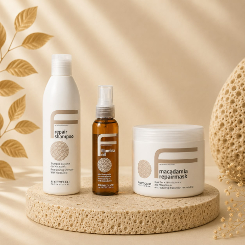 Pachete - Pachet restructurant Freecolor Macadamia Repair – Șampon 250 ml, Mască 500 ml și Ulei 100 ml