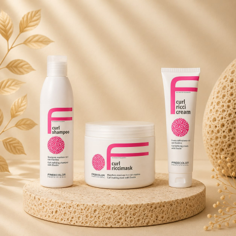 Pachete - Pachet pentru definirea buclelor Freecolor Curl – Șampon 250 ml, Mască 500 ml și Curl Riccicream 150 ml