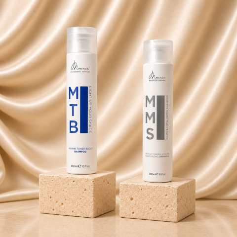 Branduri - Pachet pentru păr blond Mounir Metallic Silver MMS + Toner Boost MTB, 2 × 300 ml