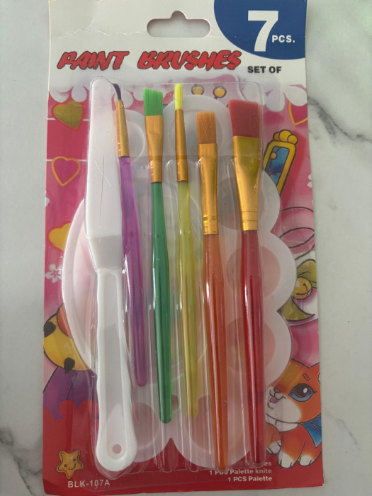 PENSULA PENTRU PICTURA CU MANER COLORAT, CU PALETA 16 X10 CM ,CU CUTIT DE MODELAT 16 CM PLASTIC [1]