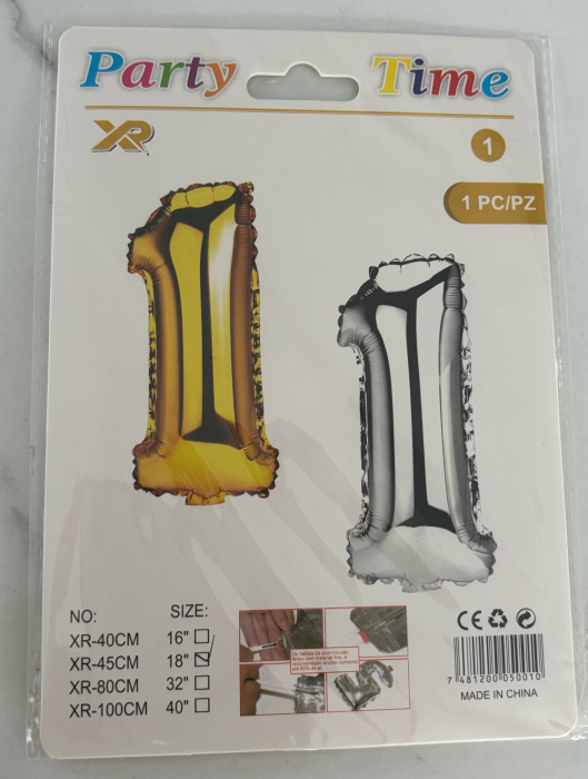 BALON CIFRA 1 DIN FOLIE AURIE 45 CM [1]