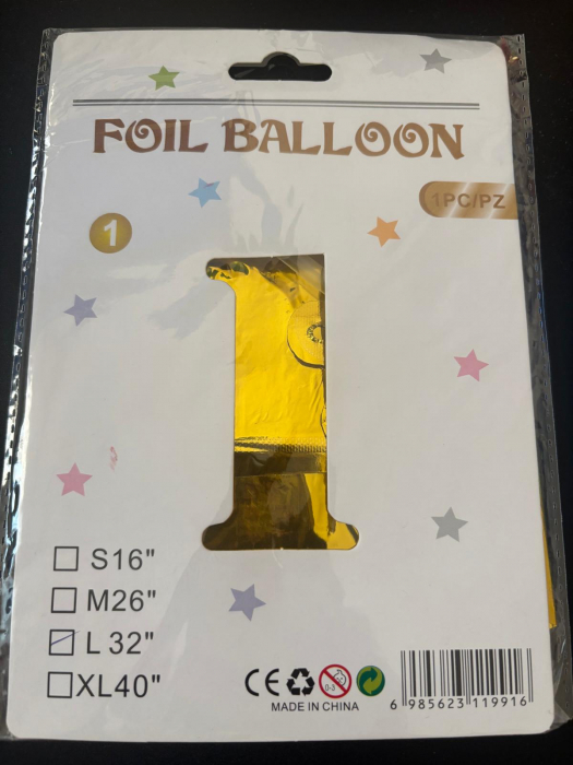 BALON CIFRA 1 DIN FOLIE AURIE 60 CM [1]