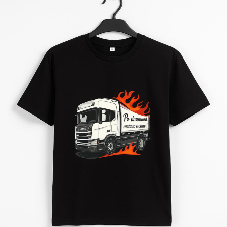 PERSONALIZATE - TRICOU NEGRU PERSONALIZAT CU GRAFICA PENTRU PASIONATII DE CAMIOANE