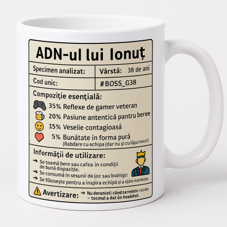 PERSONALIZATE - Cană personalizată „ADN-ul lui