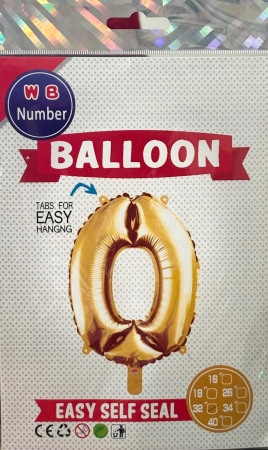 ARTICOLE PENTRU PETRECEERE - BALON CIFRA 0 DIN FOLIE AURIE 60 CM