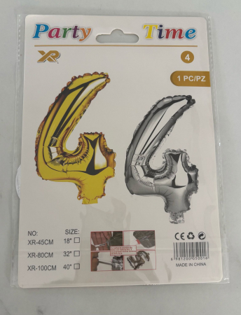 ARTICOLE PENTRU PETRECEERE - BALON  CIFRA 4 DIN FOLIE AURIE