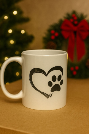 PERSONALIZATE - Cană din ceramică cu inimă și lăbuță