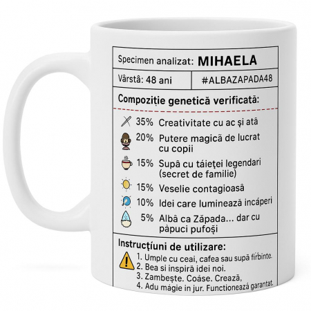 PERSONALIZATE - Cană personalizată „ADN-ul ei”