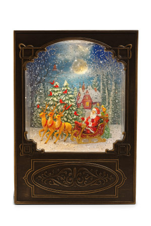 ARTICOLE CRACIUN - CARTE LUMINOASA CRACIUN LED MUZICAL 20 CM- DECOR NEGRU CU COLINDE