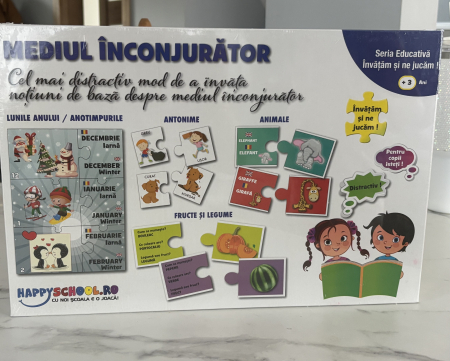 JUCARII - Joc educativ 4 in 1 ,,Mediul înconjurător” -Anotimpuri, antonime, animale, fructe si legume