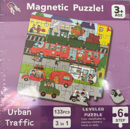 JUCARII - PUZZLE MAGNETIC 3IN 1 PENTRU COPII URBAN TRAFIC