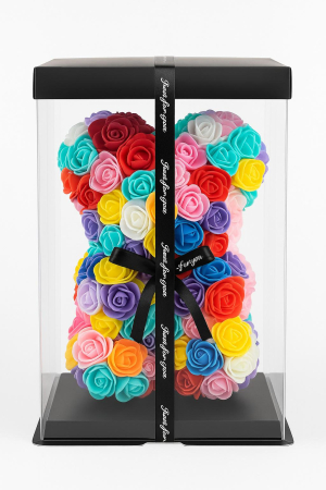 ARANJAMENTE FLORI - URS DECORATIV DIN FLORICELE DIN SPUMA, CULORI DIERITE