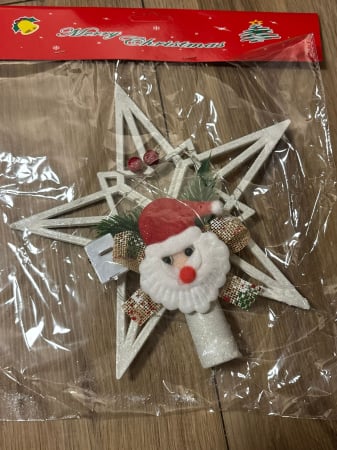 ARTICOLE CRACIUN - VARF BRAD STEA ALBA CU MOS CRACIUN, 20X 13 CM