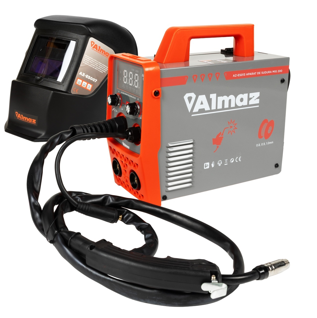 Aparate de sudura - Pachet aparat+masca sudura Almaz, MMA+MIG+FCAW, 200A AD