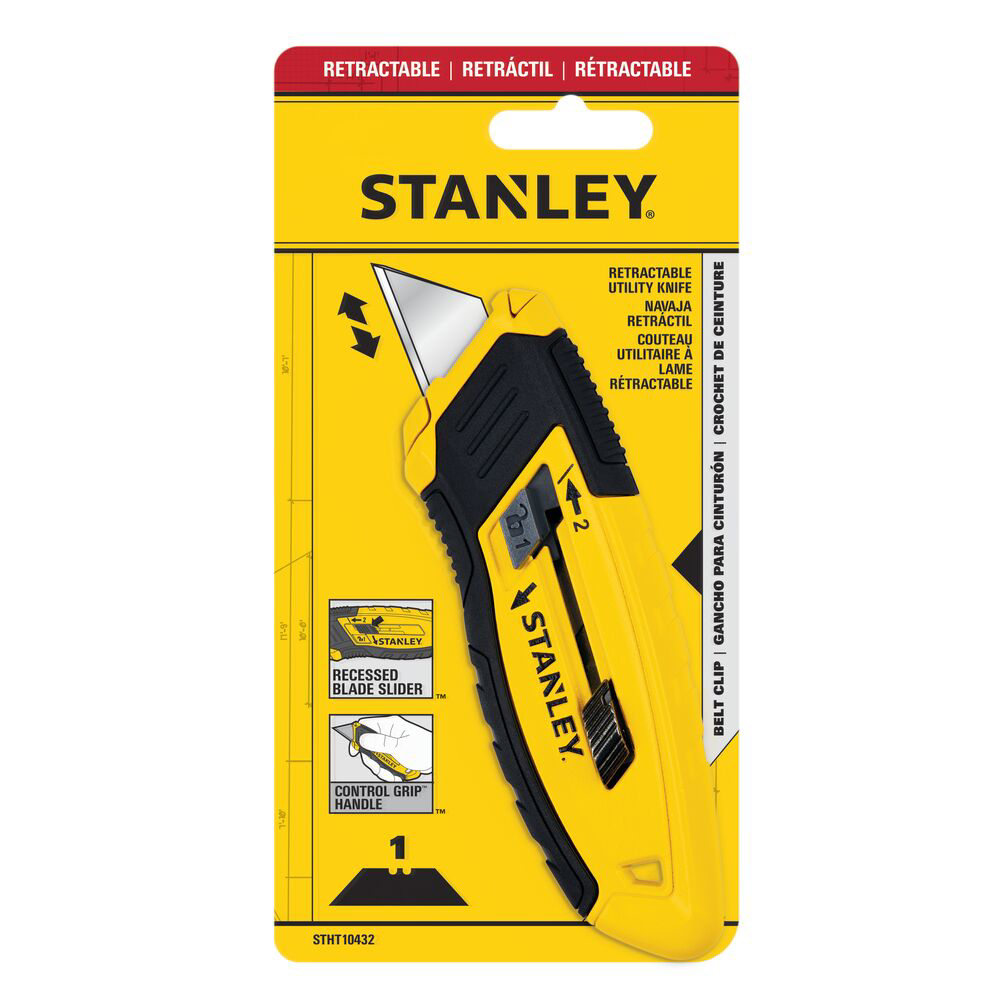 Stanley STHT10432-0, Cutter compact cu lama retractabila, 135mm + o lama trapezoidala 62mm [12]
