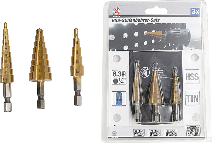 Set 3 burghie conice in trepte Titan, 3-12mm, BGS [3]