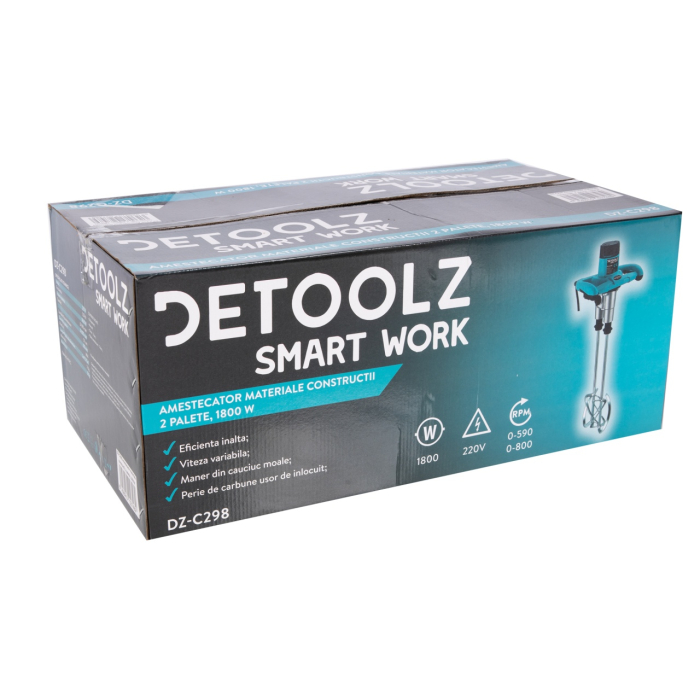 Amestecator materiale constructii Detoolz putere 1800W, 2 palete [9]