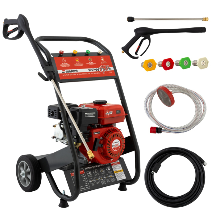 Aparat de spalat cu presiune pe benzina ELEFANT PPW190A, 6,5 CP ,10 L/min ,3600 rot/min Motor termic [1]