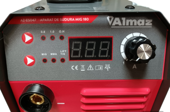 Aparat sudura Almaz, MMA+LiftTIG+FCAW(doar sudura sarma flux), intensitate maxima 180A, afisaj digital [11]