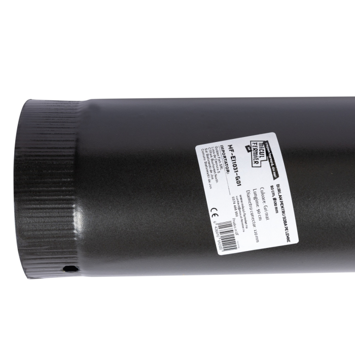 Burlan pentru soba pe lemne, 90 cm, 120 mm, Gri mat [3]