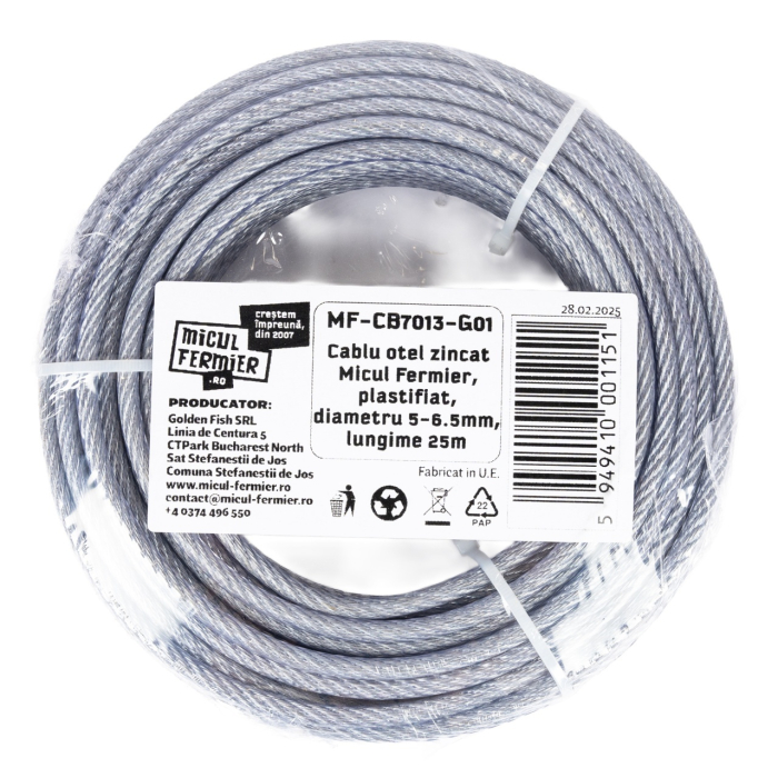 Cablu otel zincat Micul Fermier, plastifiat, diametru 5-6.5mm, lungime 25m [4]