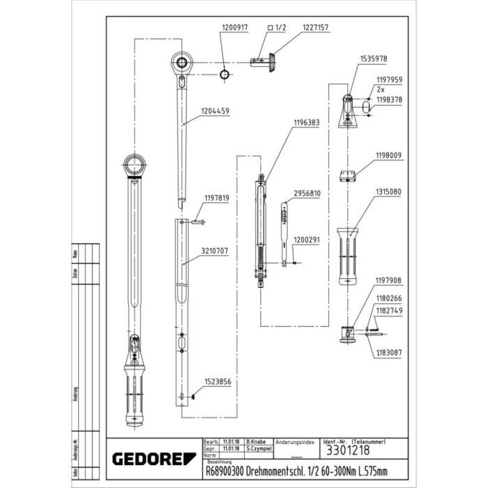 Cheie dinamometrica Gedore R68900300, 578mm, 1/2', 60 - 300 Nm [6]