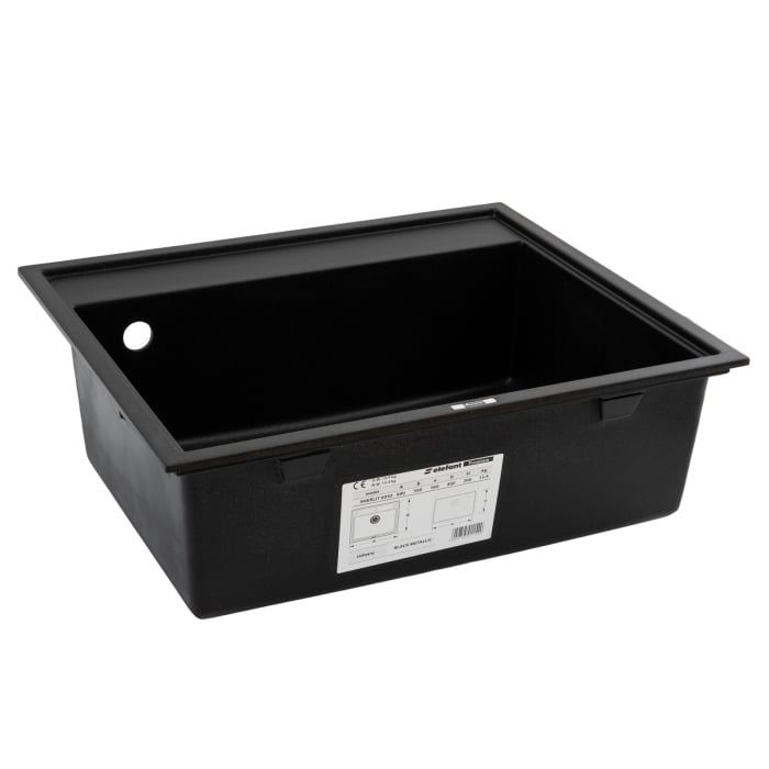 Chiuveta de bucatarie Elefant Premium SHERLIT, Negru metalic 600x500 mm [4]