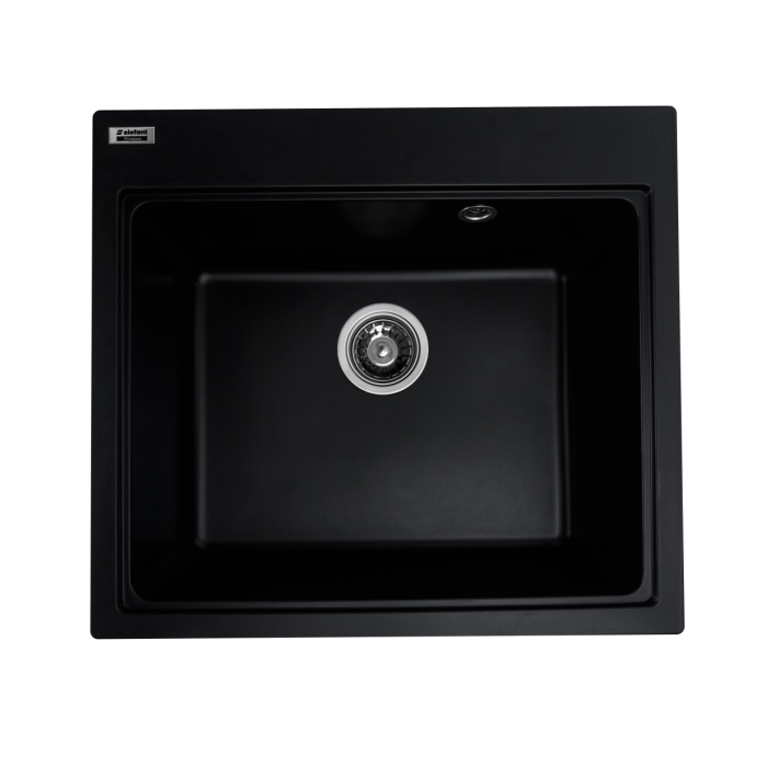 Chiuveta din compozit de granit pentru bucatarie ELEFANT PREMIUM 5852 VESTA Negru, 580 x 518 mm [1]