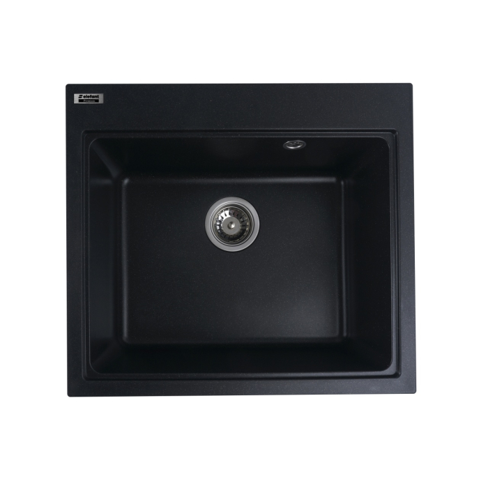 Chiuveta din compozit de granit pentru bucatarie ELEFANT PREMIUM 5852 VESTA Negru metalic 580 x 518 mm [1]