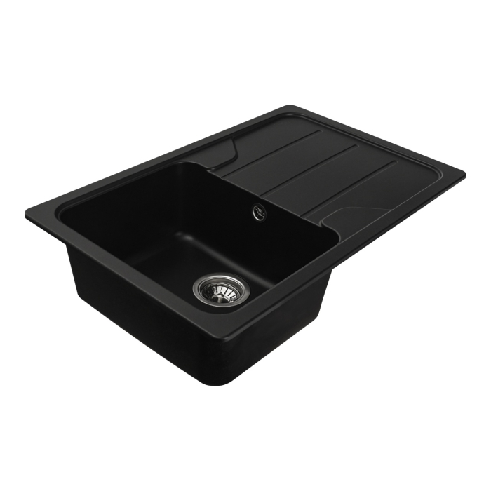 Chiuveta din compozit de granit pentru bucatarie ELEFANT PREMIUM 7850 VERONA Negru 775 x 495 mm [4]