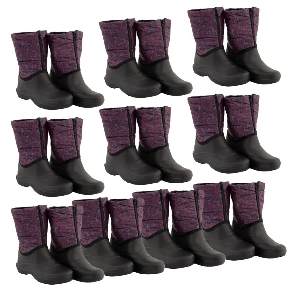 Cizme din PVC Mov/Negru SET 10 PERECHI, Impermeabile, Antiderapante, Captuseala sintetica [5]
