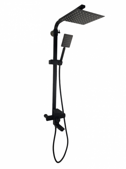 Coloana de dus Mixxus KUB-009-J NEGRU, 120 cm baterie si para, monocomanda, furtun flexibil [1]