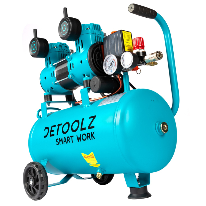 Compresor Detoolz 24L fara ulei, 1500 W, debit 154L/min, 8 bar, 2 prize de aer [11]