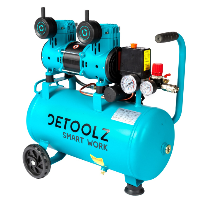 Compresor Detoolz 24L fara ulei, 1500 W, debit 154L/min, 8 bar, 2 prize de aer [15]